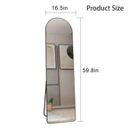 Miroir pleine longueur Okak 65*23/59.8*16.5in à cadre en alliage d'aluminium, miroir arqué avec support, miroir mural multifonction pour la maison, l'hôtel, la salle d'essayage