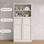 Armoire de salle de bain haute, Meuble de rangement sur pied avec portes et 2 tiroirs, Armoire de rangement haute de 130 cm pour salle de bain, salon