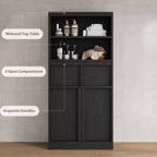Armoire de salle de bain haute, Meuble de rangement sur pied avec portes et 2 tiroirs, Armoire de rangement haute de 130 cm pour salle de bain, salon