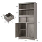 Armoire de salle de bain haute, Meuble de rangement sur pied avec portes et 2 tiroirs, Armoire de rangement haute de 130 cm pour salle de bain, salon