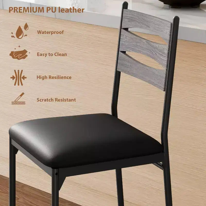 Ensemble de 2 tabourets de bar en bois hauteur comptoir avec dossier, repose-pieds et coussin épais pour îlot de cuisine ou appartement