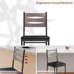 Ensemble de 2 tabourets de bar en bois hauteur comptoir avec dossier, repose-pieds et coussin épais pour îlot de cuisine ou appartement