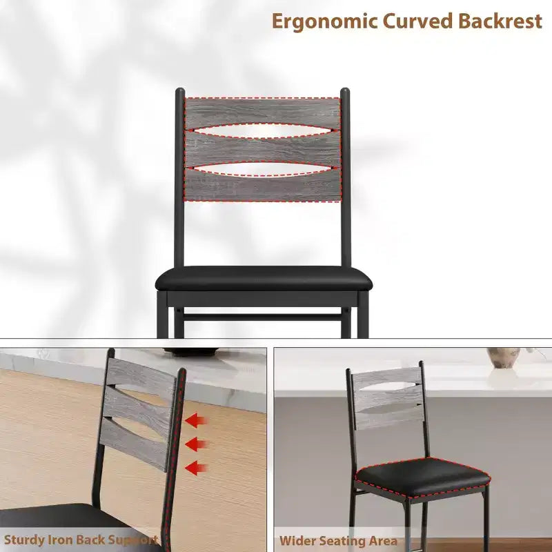 Ensemble de 2 tabourets de bar en bois hauteur comptoir avec dossier, repose-pieds et coussin épais pour îlot de cuisine ou appartement