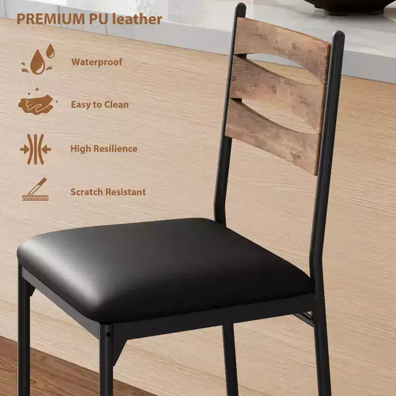Ensemble de 2 tabourets de bar en bois hauteur comptoir avec dossier, repose-pieds et coussin épais pour îlot de cuisine ou appartement