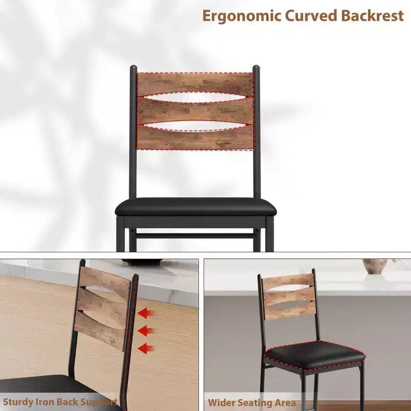 Ensemble de 2 tabourets de bar en bois hauteur comptoir avec dossier, repose-pieds et coussin épais pour îlot de cuisine ou appartement
