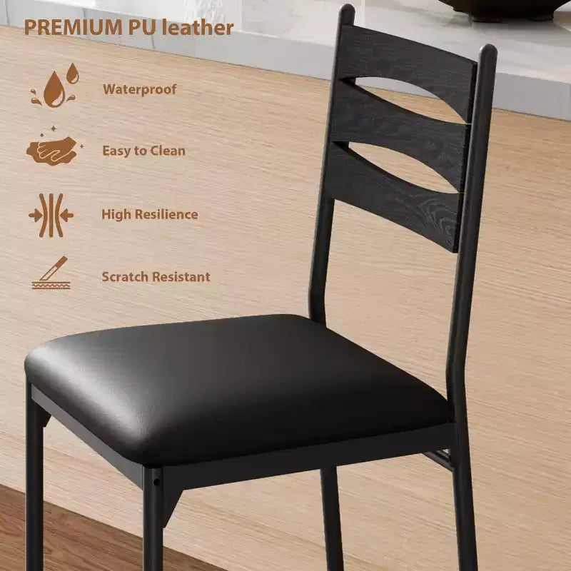 Ensemble de 2 tabourets de bar en bois hauteur comptoir avec dossier, repose-pieds et coussin épais pour îlot de cuisine ou appartement