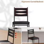 Ensemble de 2 tabourets de bar en bois hauteur comptoir avec dossier, repose-pieds et coussin épais pour îlot de cuisine ou appartement