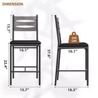 Ensemble de 2 tabourets de bar en bois hauteur comptoir avec dossier, repose-pieds et coussin épais pour îlot de cuisine ou appartement