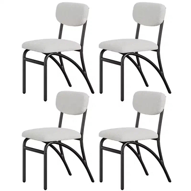 Lot de 2/4 chaises de salle à manger avec dossier rembourré en bouclette et pieds en métal pour salon, salle à manger, cuisine