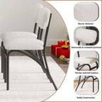 Lot de 2/4 chaises de salle à manger avec dossier rembourré en bouclette et pieds en métal pour salon, salle à manger, cuisine