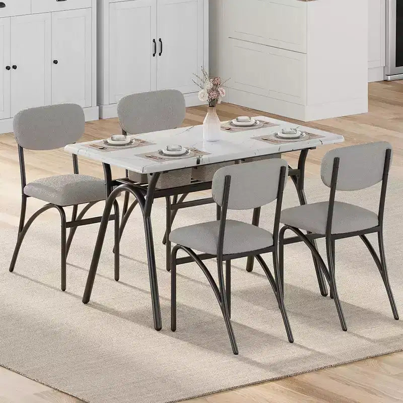 Lot de 2/4 chaises de salle à manger avec dossier rembourré en bouclette et pieds en métal pour salon, salle à manger, cuisine