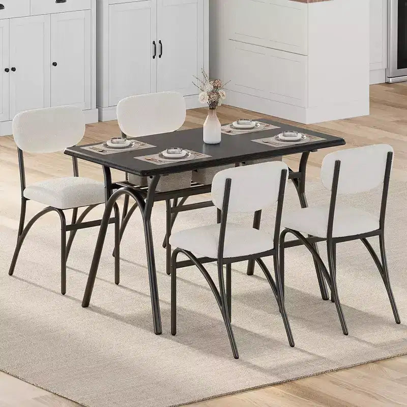 Lot de 2/4 chaises de salle à manger avec dossier rembourré en bouclette et pieds en métal pour salon, salle à manger, cuisine