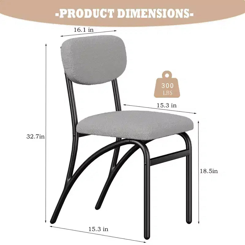 Lot de 2/4 chaises de salle à manger avec dossier rembourré en bouclette et pieds en métal pour salon, salle à manger, cuisine