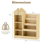 Zevemomo Étagère pour enfants à 4 niveaux et rangement de jouets, Bibliothèque en bois pour enfants, Rangement de jouets avec étagère pour salle de jeux, salle de classe, chambre, bibliothèque, beige
