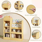 Zevemomo Étagère pour enfants à 4 niveaux et rangement de jouets, Bibliothèque en bois pour enfants, Rangement de jouets avec étagère pour salle de jeux, salle de classe, chambre, bibliothèque, beige