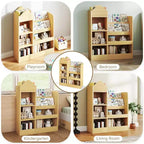 Zevemomo Étagère pour enfants à 4 niveaux et rangement de jouets, Bibliothèque en bois pour enfants, Rangement de jouets avec étagère pour salle de jeux, salle de classe, chambre, bibliothèque, beige