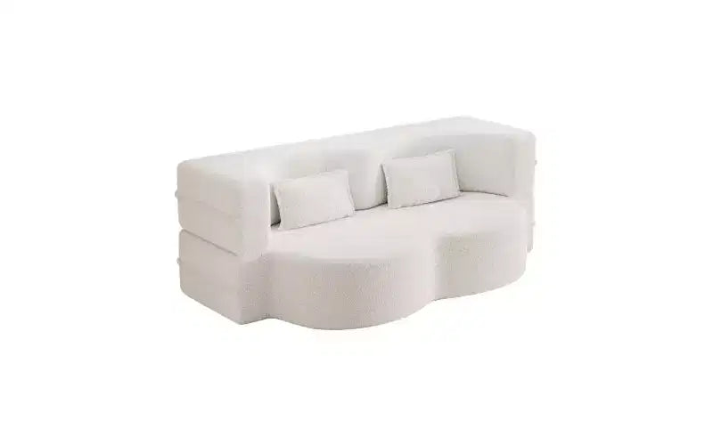 EHMKNP Canapé de sol moderne avec 2 oreillers, convertible en lit de repos rembourré en tissu Teddy, pour salon