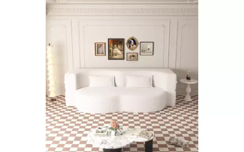 EHMKNP Canapé de sol moderne avec 2 oreillers, convertible en lit de repos rembourré en tissu Teddy, pour salon