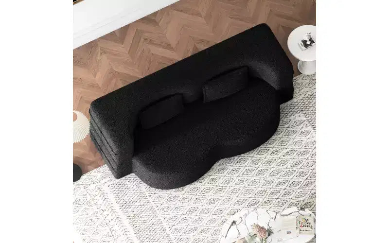 EHMKNP Canapé de sol moderne avec 2 oreillers, convertible en lit de repos rembourré en tissu Teddy, pour salon