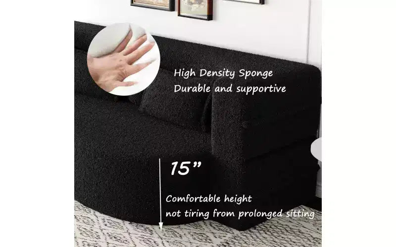 EHMKNP Canapé de sol moderne avec 2 oreillers, convertible en lit de repos rembourré en tissu Teddy, pour salon