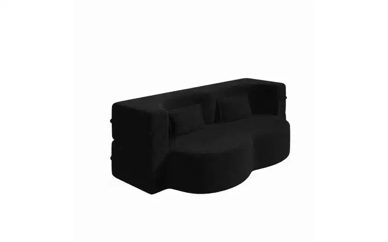 EHMKNP Canapé de sol moderne avec 2 oreillers, convertible en lit de repos rembourré en tissu Teddy, pour salon