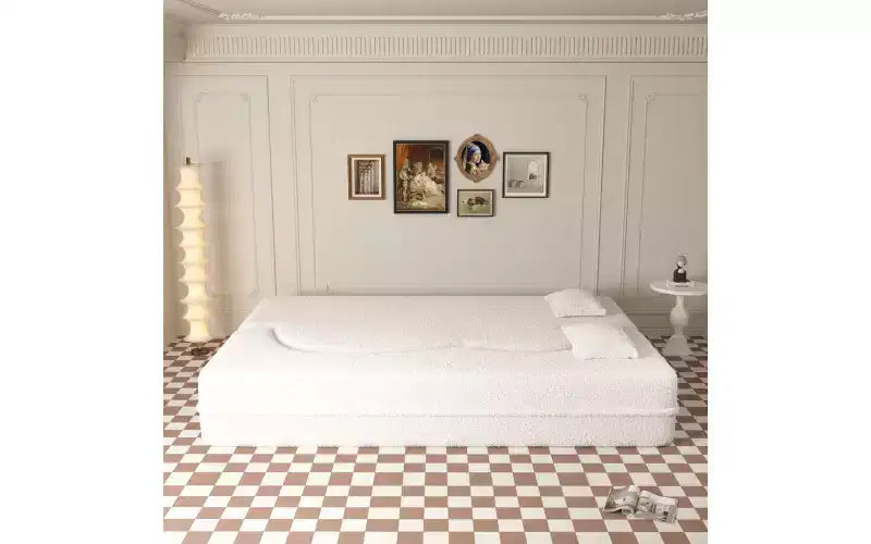 EHMKNP Canapé de sol moderne avec 2 oreillers, convertible en lit de repos rembourré en tissu Teddy, pour salon