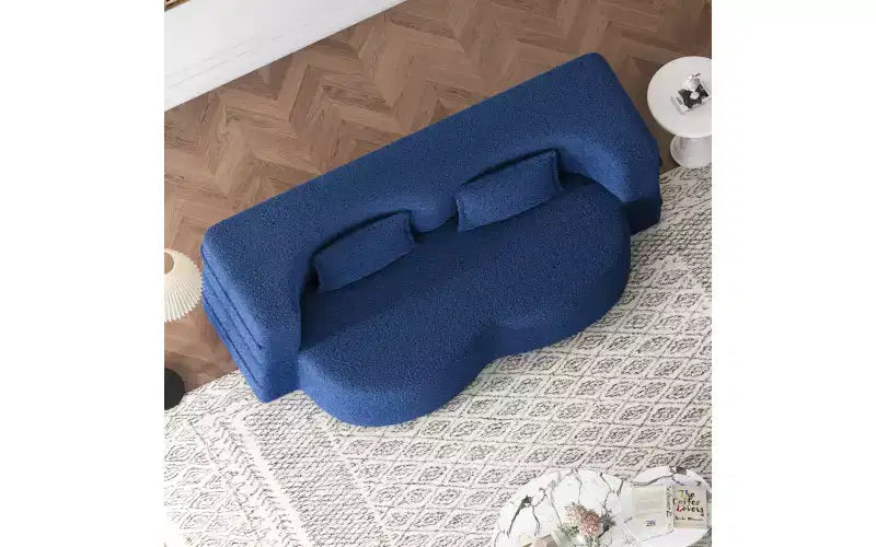 EHMKNP Canapé de sol moderne avec 2 oreillers, convertible en lit de repos rembourré en tissu Teddy, pour salon