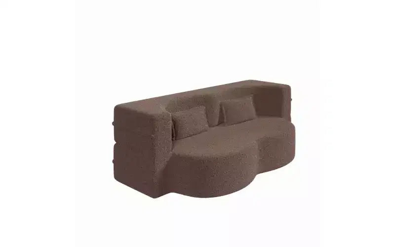EHMKNP Canapé de sol moderne avec 2 oreillers, convertible en lit de repos rembourré en tissu Teddy, pour salon