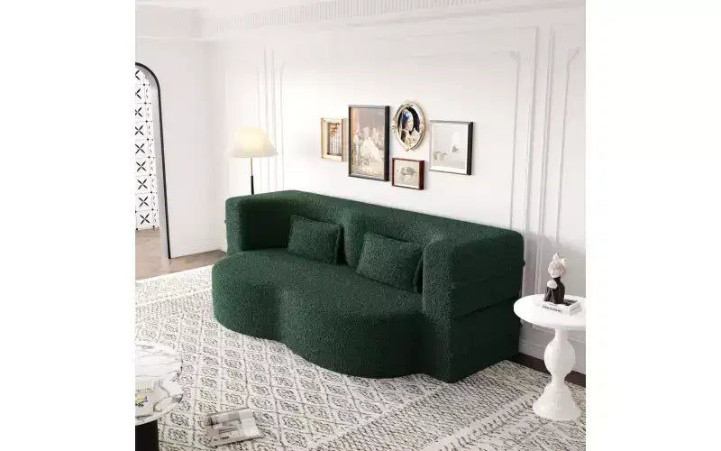 EHMKNP Canapé de sol moderne avec 2 oreillers, convertible en lit de repos rembourré en tissu Teddy, pour salon