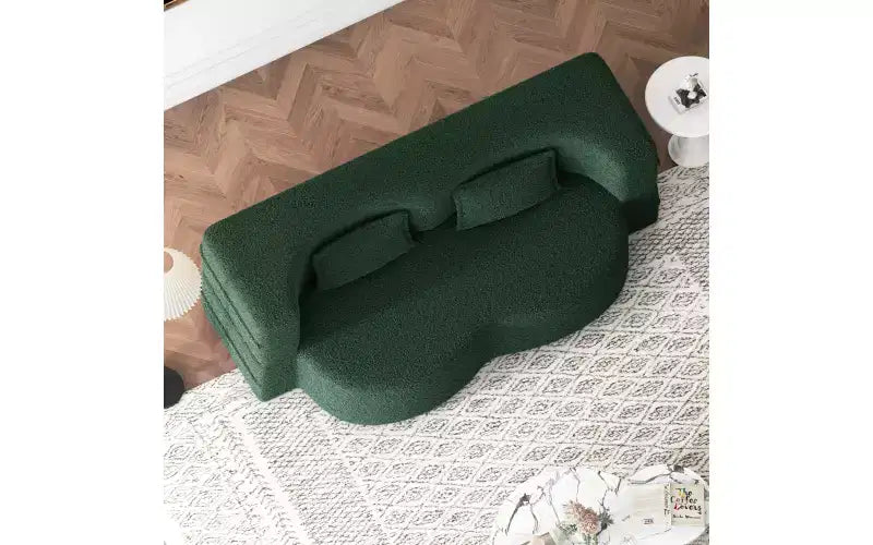 EHMKNP Canapé de sol moderne avec 2 oreillers, convertible en lit de repos rembourré en tissu Teddy, pour salon