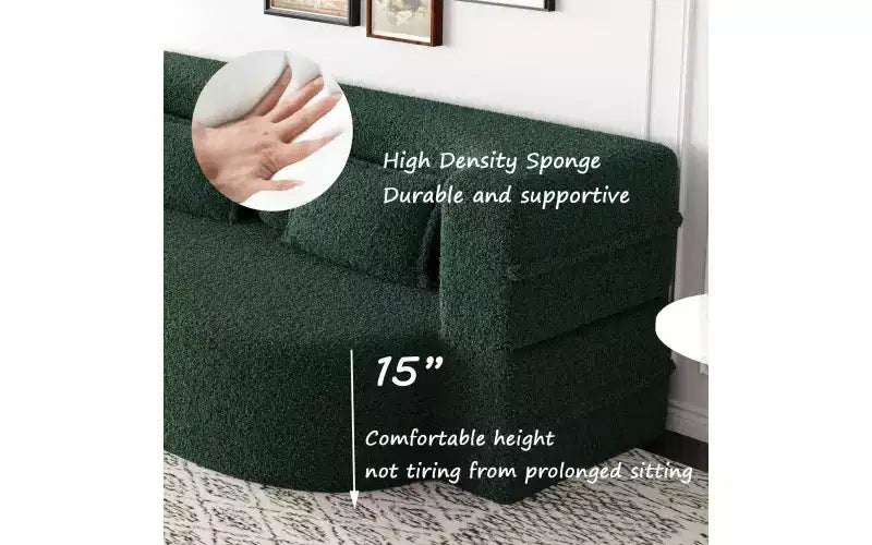 EHMKNP Canapé de sol moderne avec 2 oreillers, convertible en lit de repos rembourré en tissu Teddy, pour salon