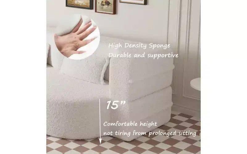 EHMKNP Canapé de sol moderne avec 2 oreillers, convertible en lit de repos rembourré en tissu Teddy, pour salon