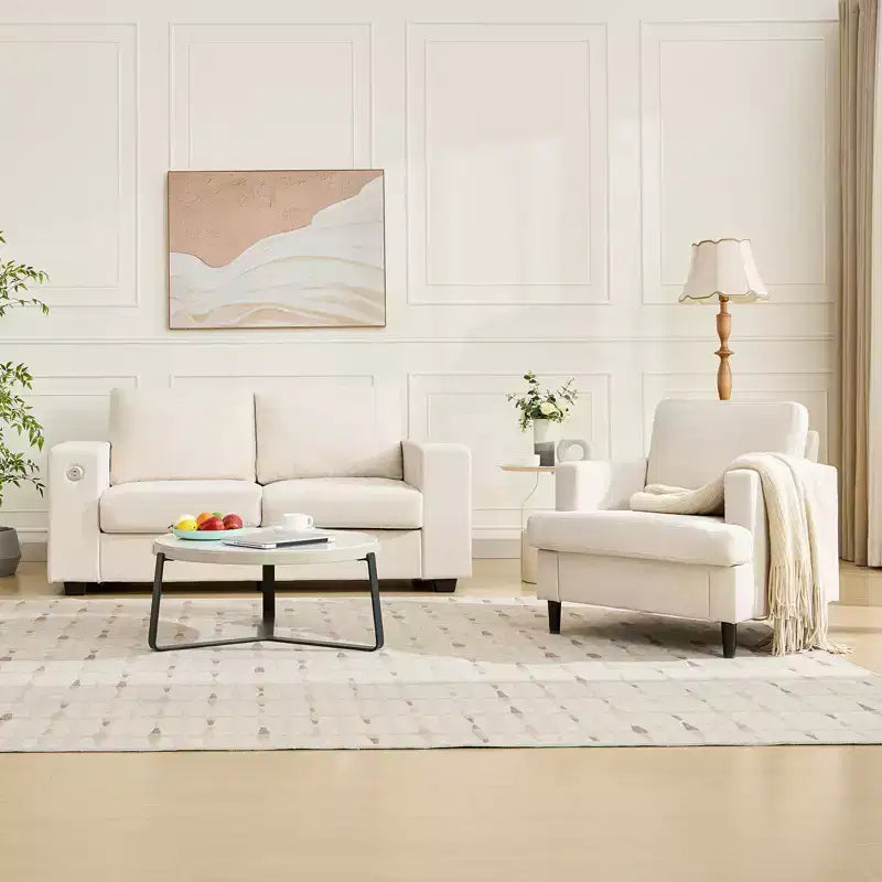 Fauteuil d'appoint moderne, Fauteuil de salon surdimensionné, Fauteuil de lecture du milieu du siècle avec coussins épais et accoudoirs larges, Fauteuil rembourré en lin