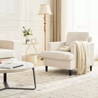 Fauteuil d'appoint moderne, Fauteuil de salon surdimensionné, Fauteuil de lecture du milieu du siècle avec coussins épais et accoudoirs larges, Fauteuil rembourré en lin