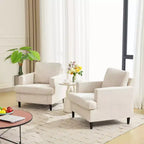 Fauteuil d'appoint moderne, Fauteuil de salon surdimensionné, Fauteuil de lecture du milieu du siècle avec coussins épais et accoudoirs larges, Fauteuil rembourré en lin