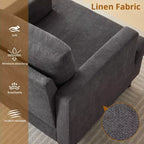 Fauteuil d'appoint moderne, Fauteuil de salon surdimensionné, Fauteuil de lecture du milieu du siècle avec coussins épais et accoudoirs larges, Fauteuil rembourré en lin