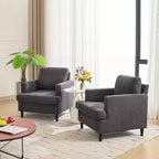 Fauteuil d'appoint moderne, Fauteuil de salon surdimensionné, Fauteuil de lecture du milieu du siècle avec coussins épais et accoudoirs larges, Fauteuil rembourré en lin