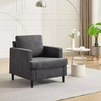 Modern Accent Chair, Oversized Living Room Chair, Mid-Century Reading Chair with Thick Cushions and Wide Armrests, Linen Upholstered Armchair