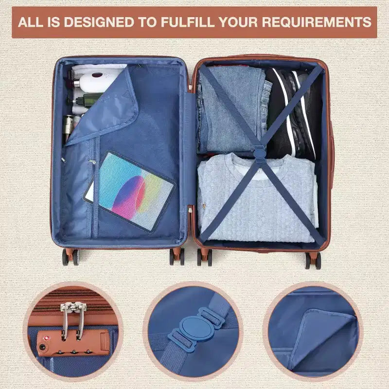 Ensemble de bagages rigides 3 pièces (20/24/28 pouces), ensemble de valises rigides légères avec roulettes multidirectionnelles, bagages cabine et soute extensibles