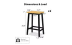 EHMKNP Lot de 2 chaises de bar de 65 cm de haut, tabourets de comptoir de cuisine avec repose-pieds, tabourets de ferme pour salle à manger, cuisine, comptoir