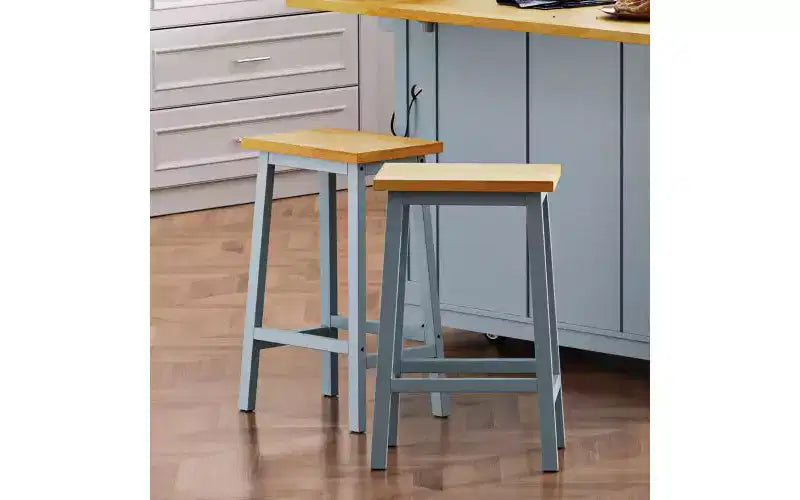 EHMKNP Lot de 2 chaises de bar de 65 cm de haut, tabourets de comptoir de cuisine avec repose-pieds, tabourets de ferme pour salle à manger, cuisine, comptoir