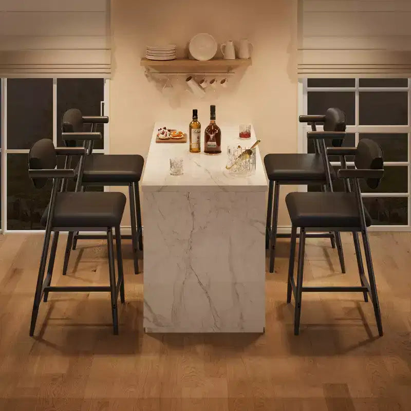 Lot de 2/4 tabourets de bar à hauteur de comptoir avec dossier et assise large rembourrée pour îlot de cuisine, montage facile