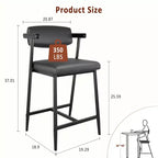Lot de 2/4 tabourets de bar à hauteur de comptoir avec dossier et assise large rembourrée pour îlot de cuisine, montage facile