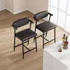 Lot de 2/4 tabourets de bar à hauteur de comptoir avec dossier et assise large rembourrée pour îlot de cuisine, montage facile