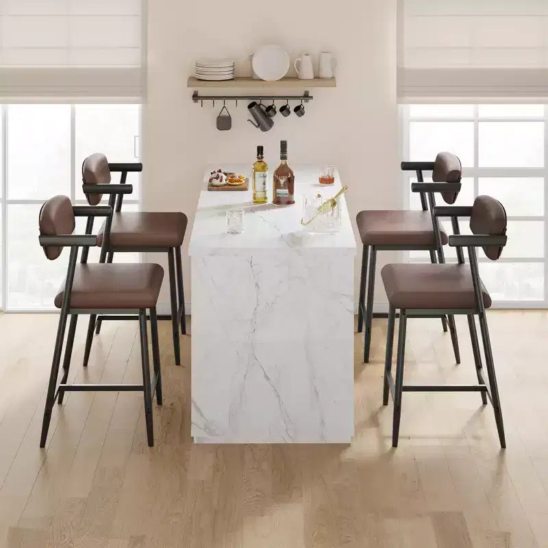Lot de 2/4 tabourets de bar à hauteur de comptoir avec dossier et assise large rembourrée pour îlot de cuisine, montage facile