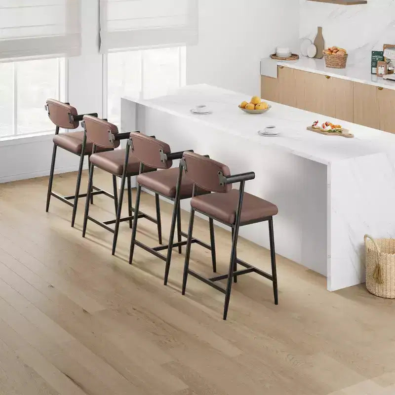 Lot de 2/4 tabourets de bar à hauteur de comptoir avec dossier et assise large rembourrée pour îlot de cuisine, montage facile