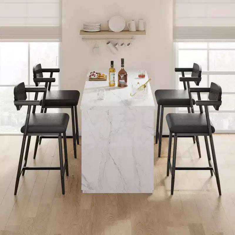 Lot de 2/4 tabourets de bar à hauteur de comptoir avec dossier et assise large rembourrée pour îlot de cuisine, montage facile