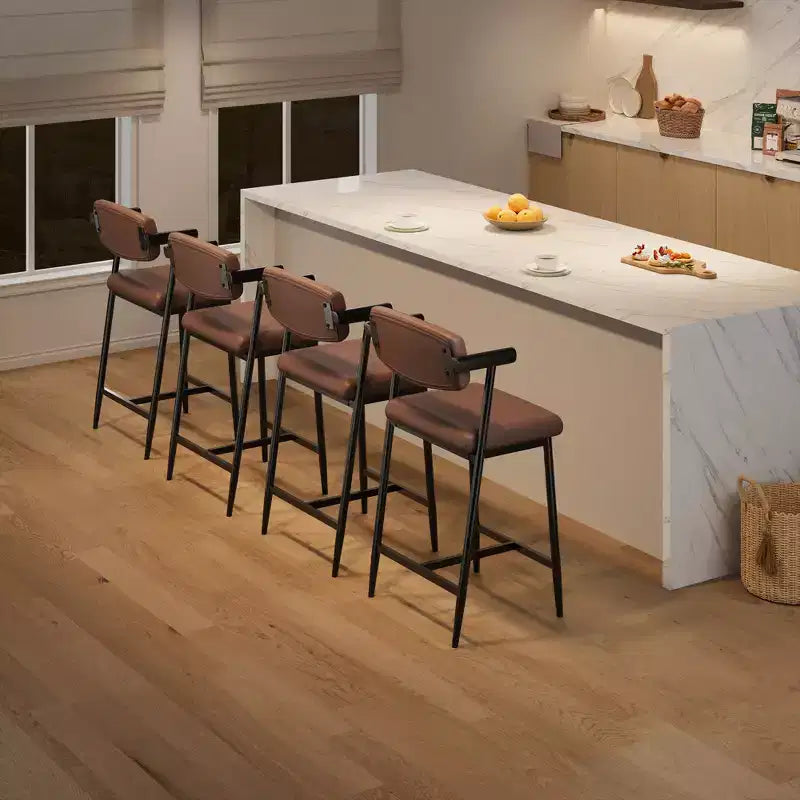 Lot de 2/4 tabourets de bar à hauteur de comptoir avec dossier et assise large rembourrée pour îlot de cuisine, montage facile