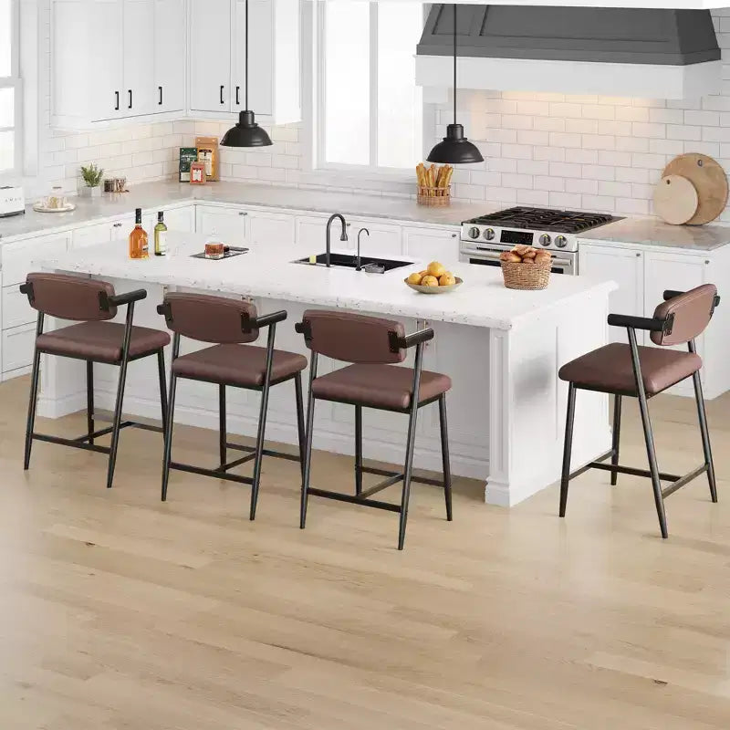 Lot de 2/4 tabourets de bar à hauteur de comptoir avec dossier et assise large rembourrée pour îlot de cuisine, montage facile