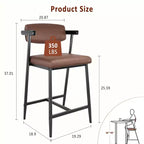 Lot de 2/4 tabourets de bar à hauteur de comptoir avec dossier et assise large rembourrée pour îlot de cuisine, montage facile